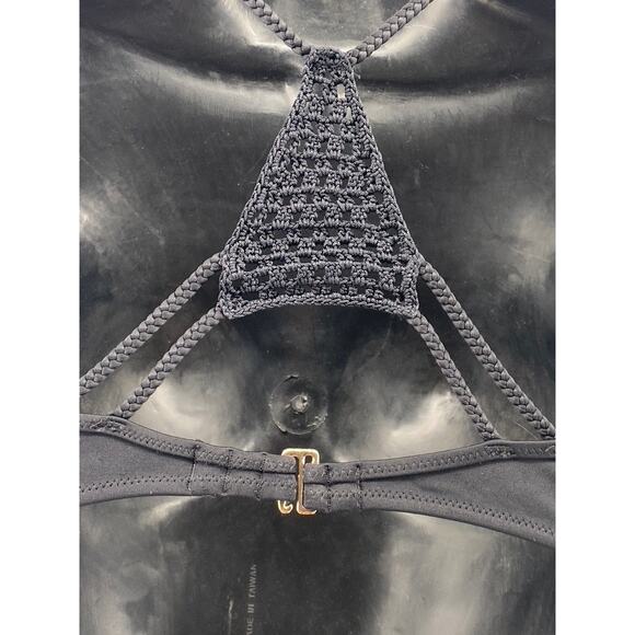 VICTORIA SECRET Women's Black Braided Crochet Knit Push-Up Bra SZ 32C - Picture 6 of 9